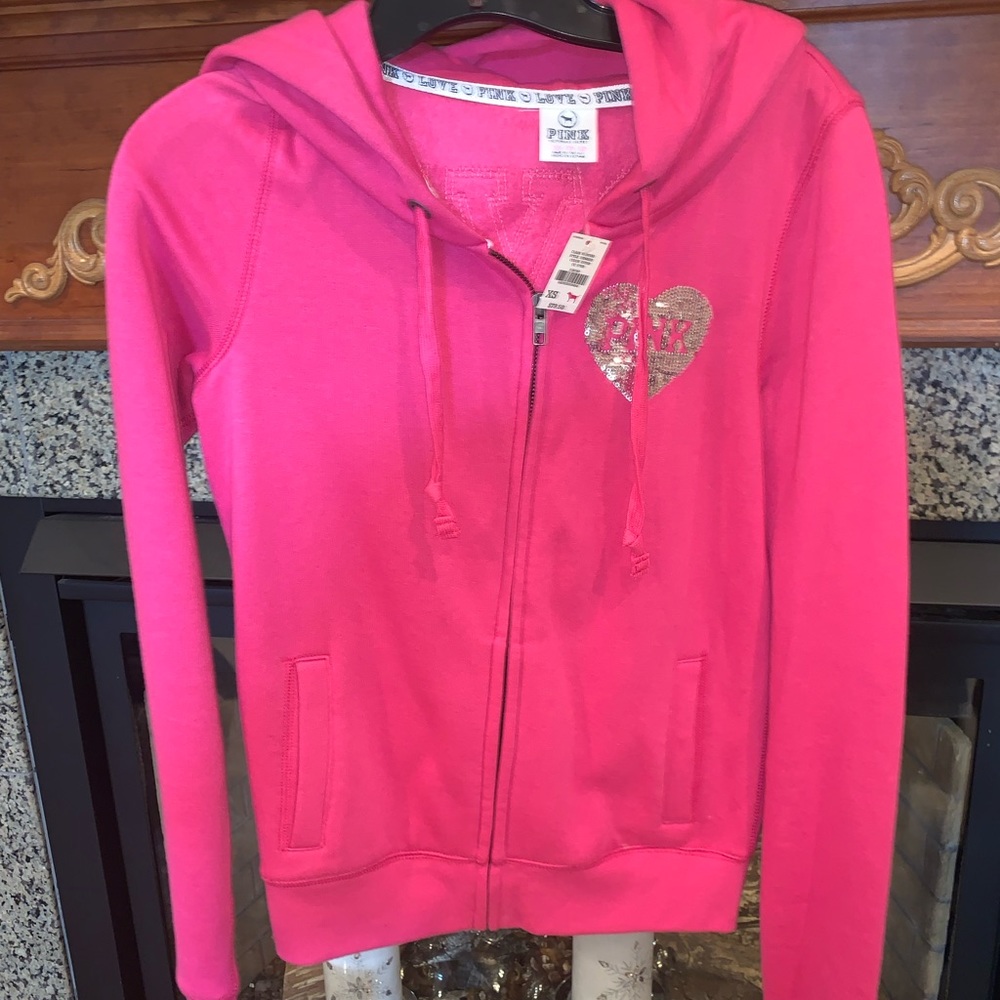 Women’s Pink by PINK XS Zipper Hoodie. BRAND NEW WITH TAGS!!